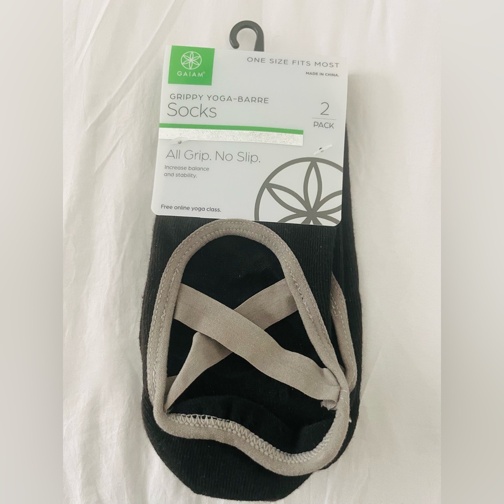 GAIAM Black and Gray Yoga-Barre Socks - 2 Pack